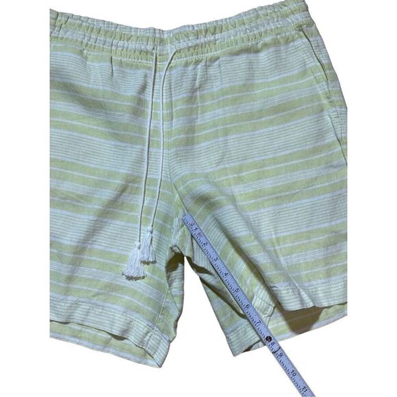 NEW J Jill 100% Linen Drawstring Striped Shorts Citron White Size M linen legenl - Picture 5 of 9